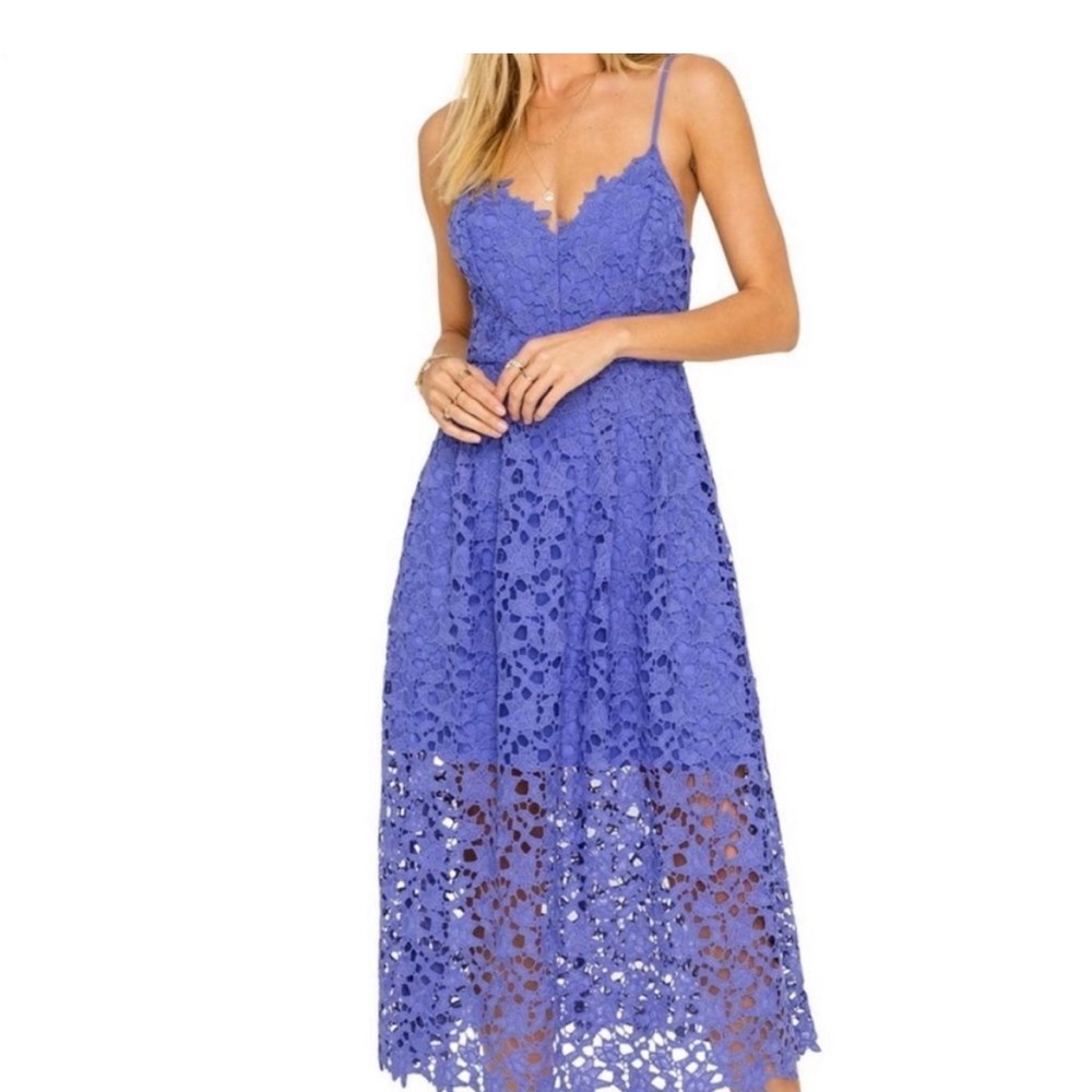 Astr the label blue/purple lace midi dress Size Small
